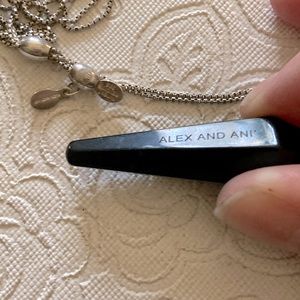 Discontinued Alex and Ani obsidian adjustable necklace
